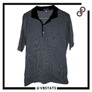 Gieves & Hawkes Men's Cotton Collared Short Sleeve Polo Shirt Black Gray Large